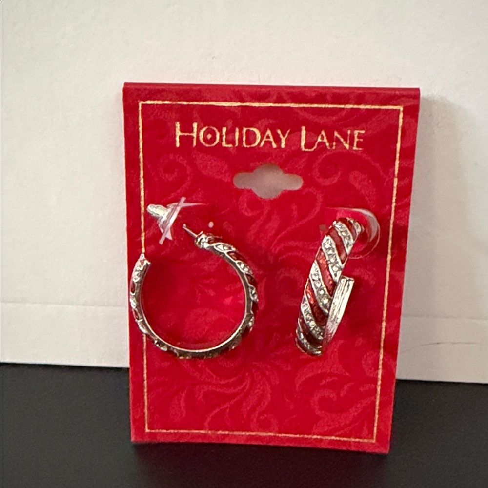 Holiday Lane Twisted Silver Hoop Earrings